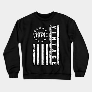 50 Years Old Gifts Vintage 1974 American Flag 50th Birthday Crewneck Sweatshirt